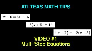 TEAS Math Tips  Video 1 Solving MultiStep Equations [upl. by Lonnie]