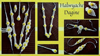 Halwyache Dagine Sankranti Special Jewellery Making at Home  Sugar Bead Sankrant Jewelry [upl. by Ecniuq280]