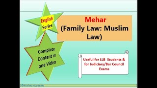 Muslim Law Mehar English [upl. by Tung940]