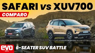 Tata Safari vs Mahindra XUV700  FWD vs AWD  6seater SUV comparo  evo India [upl. by Enelym]