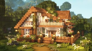 Minecraft 🌲✨ Aesthetic Cottagecore House Tutorial  Cottage  Mizunos 16 Craft Resource Pack [upl. by Sillaw498]