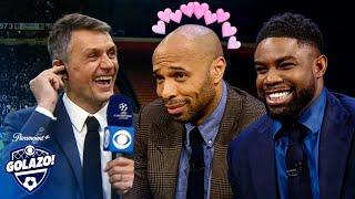 Thierry Henry Micah amp Carragher get starstruck by Paolo Maldini 💕  CBS Sports Golazo  UCL Today [upl. by Avelin]