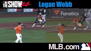 ⚾️ Logan Webb  MLB the Show 24 vs Real Game Pitching Motion [upl. by Burch]