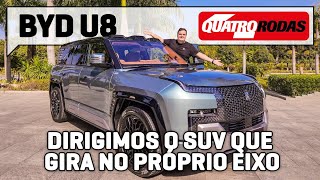 BYD U8 o SUV que navega gira 360º anda com pneu furado e CHEGA EM 2024 [upl. by Dario]