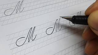 Spencerian script tutorial  Capital M [upl. by Lallage]