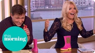 Holly Willoughby Breaks The Set When Wanging Wellies  This Morning [upl. by Hanae955]