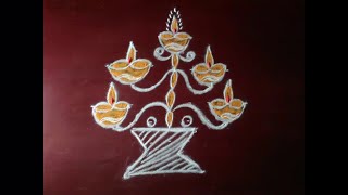 7 x 1 கார்த்திகை தீபம் விளக்கு கோலம்  7 x 1 Karthigai Deepam Lamp Kolam kolam deephamkolam [upl. by Karalynn]