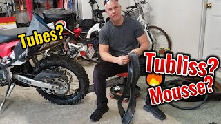 Tire Tubes vs Tubliss vs Mousse for your DirtbikeDualsport [upl. by Hulbard712]