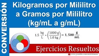 Kilogramos por mililitro a Gramos por mililitro kgmL a gmL [upl. by Lezah]