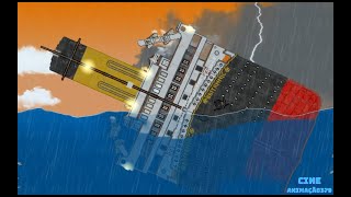 Ship RMS Britannic sinking on the port side in the Floating Sandbox simulator [upl. by Champagne]