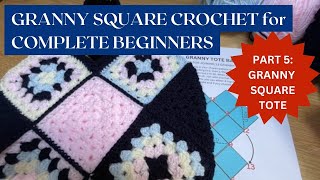 Crochet Granny Square Tote Bag How to put your Squares together  TEMPLATE included [upl. by Gibun]