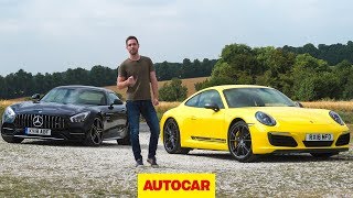 2018 MercedesAMG GT C vs Porsche 911 Carrera T  Autocar [upl. by Giark]