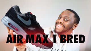 Nike Air Max 1 Bred Black Anthracite On Foot Sneaker Review QuickSchopes 606 Schopes FV6910 001 [upl. by Tomkin]