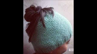 Bonnet ouvert femme au tricot point mousse et côte 33 facile à faire [upl. by Lura865]