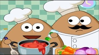 Pou Kitchen Slacking Cooking Gameplay All Levels [upl. by Nahtanha]