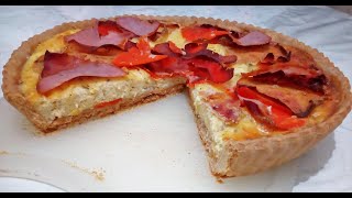 Quiche facile كيش بالجبن و مدخنات الديك الرومي سهل و سريع [upl. by Fowle]