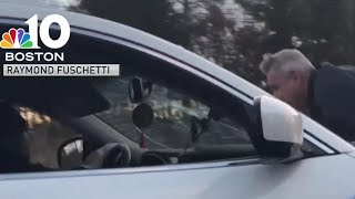 Man Clings To Hood Of Speeding Car On Massachusetts Highway In Road Rage Incident  NBC Nightly News [upl. by Afatsum]