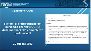 Seminario 26102022  I sistemi di classificazione del personale dei nuovi CCNL [upl. by Margit]