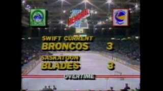 1989 Memorial Cup Final  Saskatoon Blades vs Swift Current Broncos  Overtime Intermission [upl. by Kcirret]