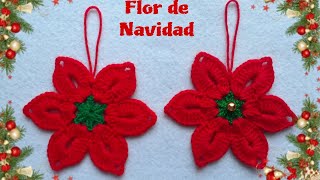 Cómo Tejer Fácil y Rápido Flores NavideñasCómo hacer Flores de NavidadFlor de NochebuenaChristmas [upl. by Noicnecsa600]