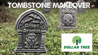 Dollar Store Tombstone Makeover  Cheap Easy DIY Graveyard Tutorial [upl. by Novonod]