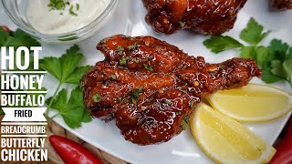 CRISPY HOT HONEY BUFFALO BREADCRUMB BUTTERFLY CHICKEN DRUMSTICKS [upl. by Files]