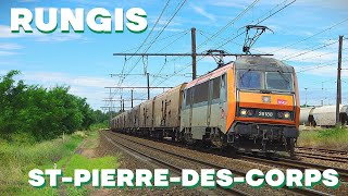 Cabride  140kmh de RUNGIS à TOURS dernier train des PRIMEURS le FRET le  rapide de FRANCE [upl. by Zakarias]