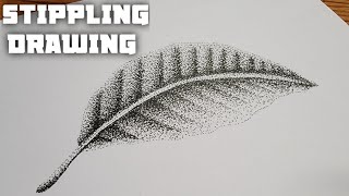 Stippling Drawing 62  How to Draw A Leaf Using Dots Leaf Pencil Drawing  Stippling Art [upl. by Nnarual203]