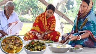 popi kitchen Eating Shol Mulo Ranna amp mulo saag Vaja and hot rice [upl. by Netsrak]