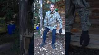 Alone Building a Log Cabin in the Siberian Forest  Wooden Terrace  Part 53 logcabin offgrid [upl. by Eintruoc714]