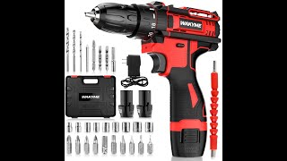 Cordless Drill Driver Kit WAKYME 126V Power Drill 30Nm 183 Clutch 38quot Keyless Chuck [upl. by Larena]