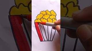 Simple Drawing Popcorn 🍿 Colouring and Painting for Kids drawing shorts [upl. by Grega265]