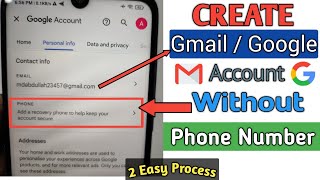 How to Create Gmail Account Without Phone Number 2024 [upl. by Nonnarb]