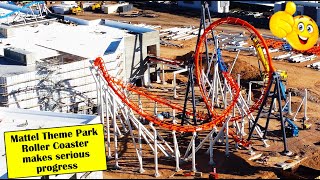 Mattel Theme Park ROLLER COASTER update Drone flyover Feb 18th 2024 Glendale AZ [upl. by Mueller]