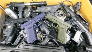 Box of toy guns  Special forces protection and assault weapons  Airsoft toys gun  BB guns [upl. by Ymar]