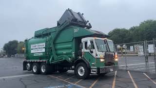 Calmet Services front loader trash truck 387 Peterbilt 320 part 4 [upl. by Ynner]