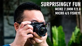 FUN LENS Meike 75mm f28 Fisheye Micro Four Thirds Lens  First Impression and Review [upl. by Assillim]