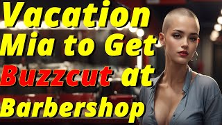 Haircut Stories  Vacation Dare Leads Mia to Get Buzzcut at Barbershop [upl. by Enelyw]