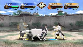 Wii Naruto Gekitou Ninja Taisen 2vs2 Kiba amp Shino vs Neji amp Hinata [upl. by Eskil29]