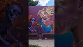 Mural de arte urbano con temática de día de muertos diademuertos shorts [upl. by Hana]