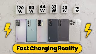 Reality of Fast Charging Smartphones😶  120 vs 65 vs 44 vs 33 vs 25 vs 20 Watts Charging Test [upl. by Anahgem351]