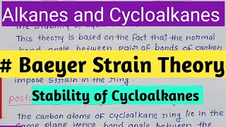 Baeyer Strain Theory BST [upl. by Attaynek]