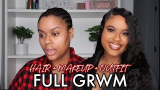 FULL GRWM HAIR  SOFT GLAM FALL MAKEUP  OUTFIT  NEW OUTRE MELTED HAIRLINE LILYANA [upl. by Ramhaj]