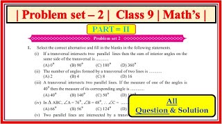 Problem set 2 class 9 maths part 2  Chapter 2 Parallel Lines  Maharashtra state board class9th [upl. by Simpkins]