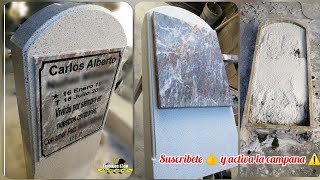 DIY como hacer LÁPIDA para TUMBAS cemento y GRANITO PULIDO how to make HEADSTONE terrazzo tombstone [upl. by Turino]