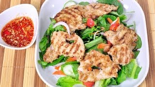 Thai Food Lemongrass Pork Salad Salad Mu Ta Krai [upl. by Iknarf]