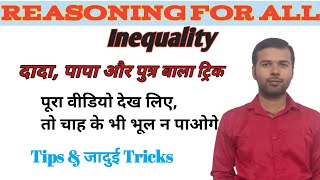 Reasoning Inequalities  Inequality Best TrickConcept  SBI Clerk POIBPSRRBBank ExamNTPCSSC [upl. by Arodnahs]