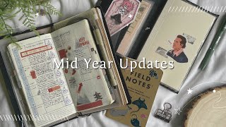 ☾ a midyear planner  journaling system update  hobonichi field notes  midori [upl. by Nirroc995]