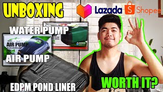 POND MATERIALS UNBOXING AQUASPEED A600  AQUASPEED AIR PUMP  EDPM POND LINER  PRODUCT REVIEW [upl. by Euqinaj]