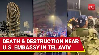 Big Blast Near US Embassy In Tel Aviv At Least One Dead Ten Injured As Israeli Air Defence Fails [upl. by Aloivaf115]